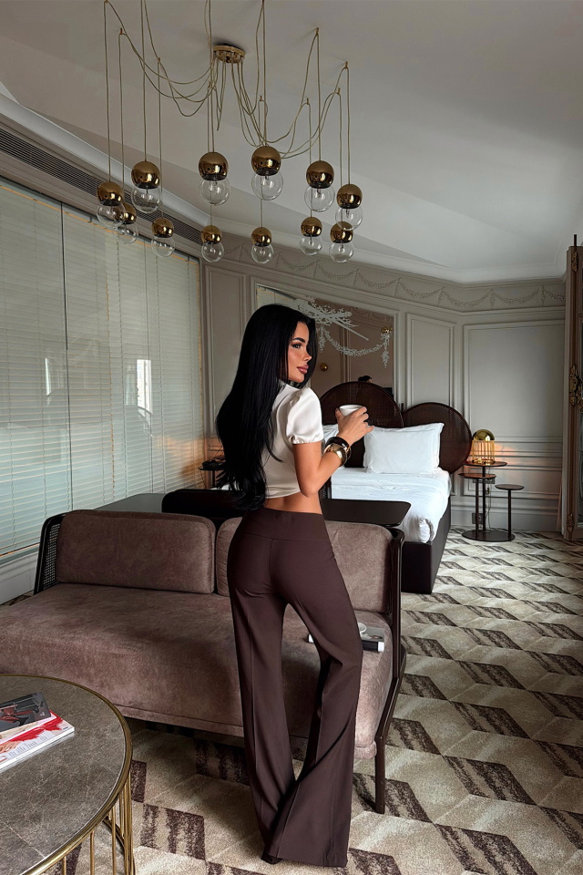 Kahverengi Kemer Detay Pantolon ATE-3553 - 5