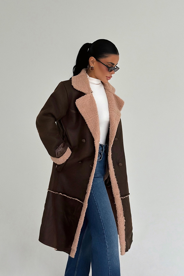 Kahverengi Cable Ceket ATE-3774 - 2