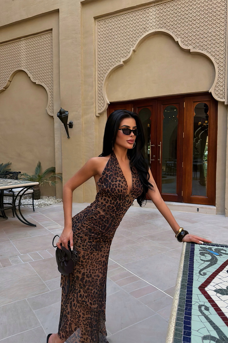 Leopar Vayne Tül Elbise ATE-4751 - EYYO