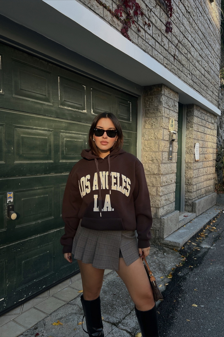 Kahverengi Los Angeles Baskılı Sweat ATE2538 - EYYO