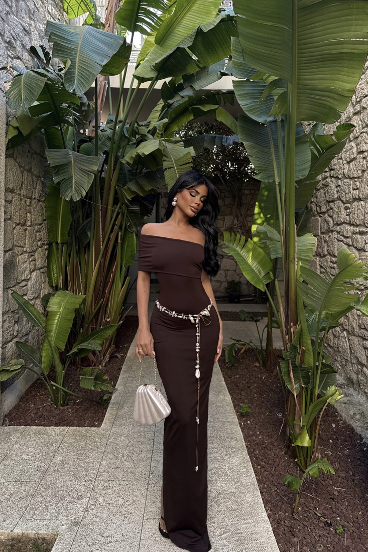 Kahverengi Vanya Tek Kol Elbise ATE-2752 - EYYO