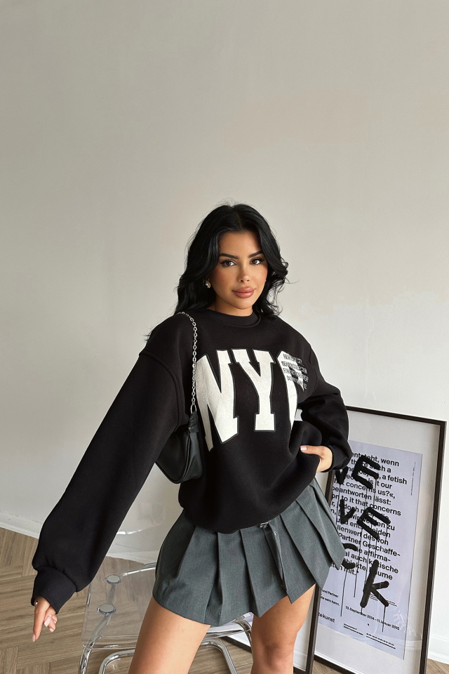 Kahverengi NYC Baskılı Sweat ATE-0251 