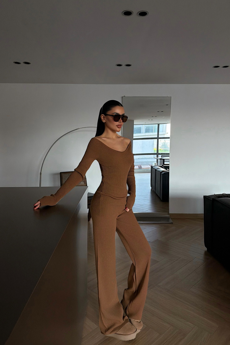 Kahverengi Bowie Triko Takım ATE-4272 - EYYO