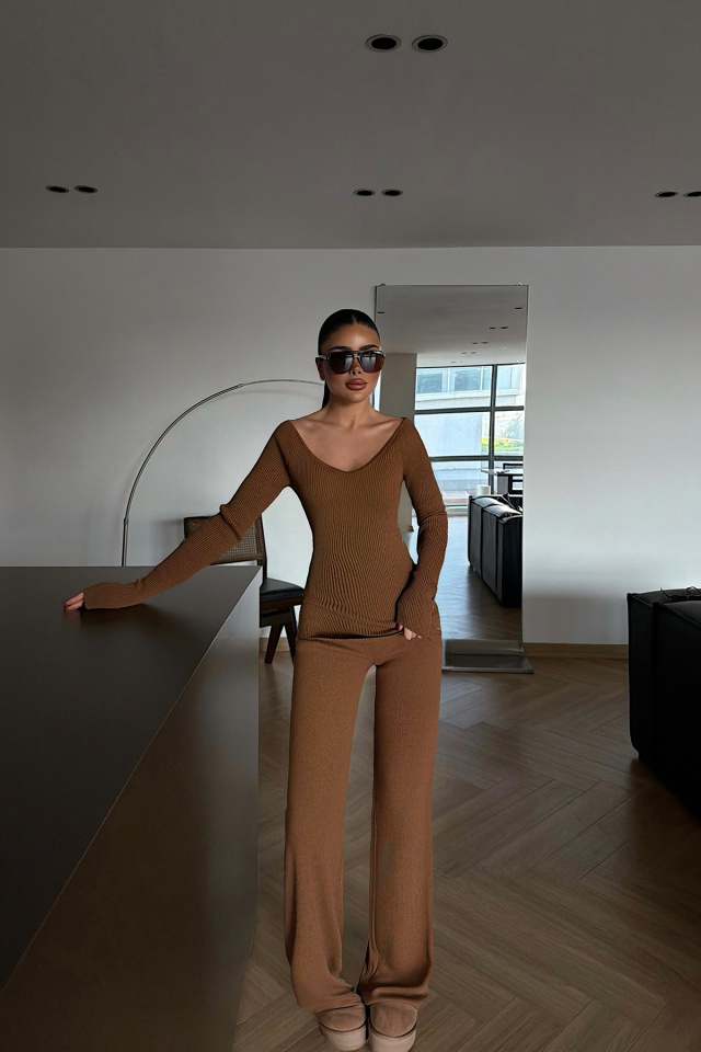 Kahverengi Bowie Triko Takım ATE-4272 - 2