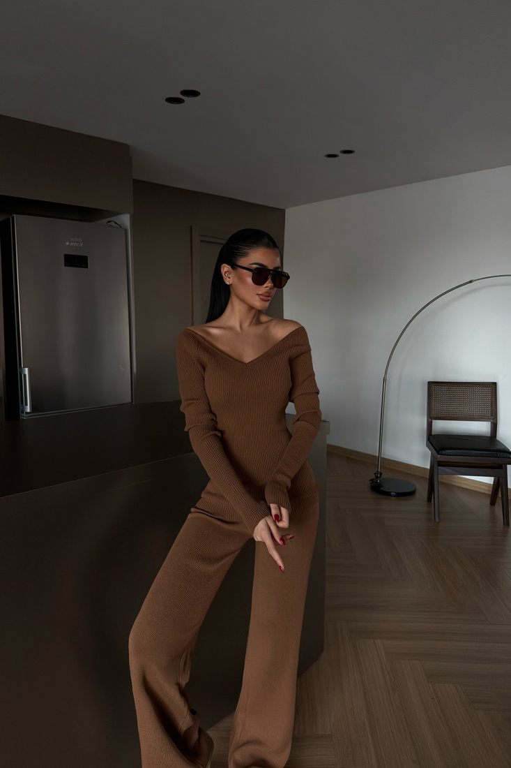 Kahverengi Bowie Triko Takım ATE-4272 - EYYO