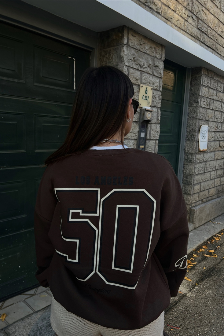 Kahverengi Önü Baskılı Sweat ATE2546 - EYYO