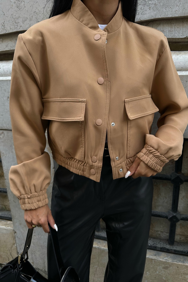Kahverengi Önü Düğmeli Cep Detay Ceket ATE8474 - EYYO
