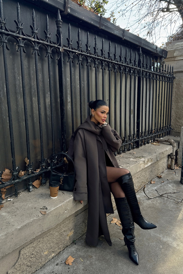 Kahverengi Acler Sal Yaka Trençkot ATE-1963 - 4