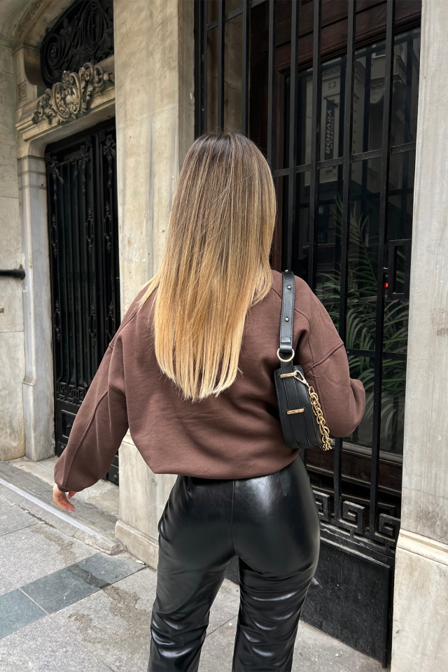 Kahverengi Oversize Basic Sweat ATE4250 - 5