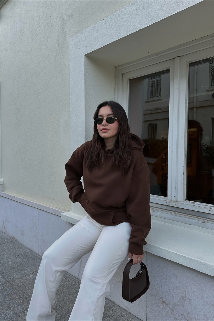 Kahverengi Oversize Sweat ATE3501 - EYYO