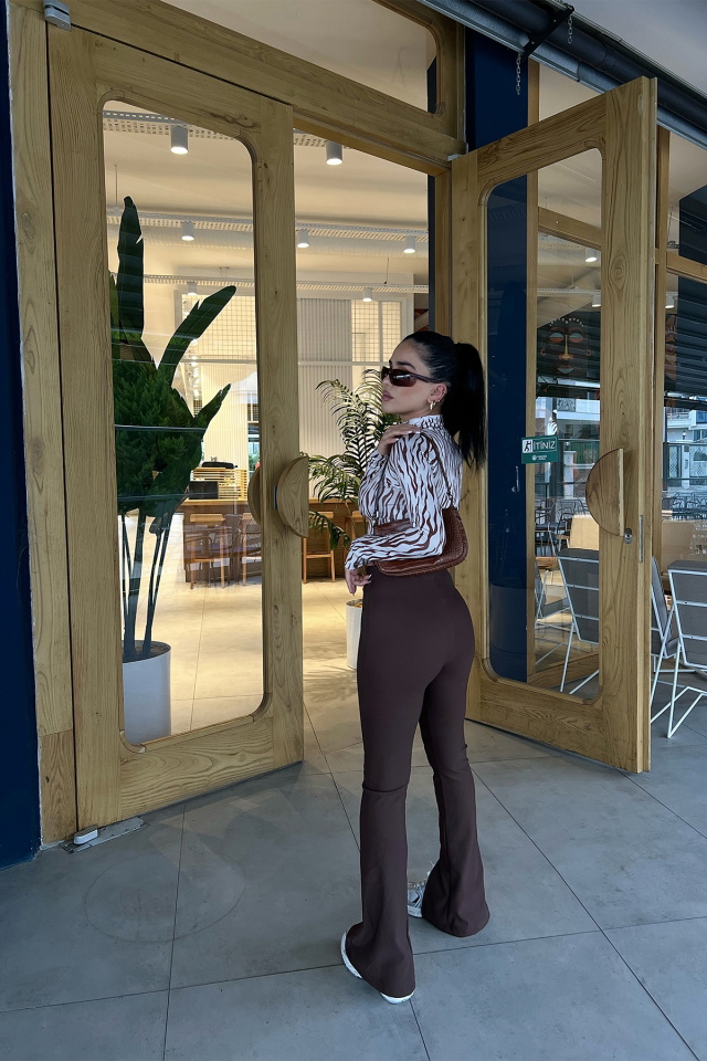 Kahverengi Yüksek Bel Pantolon ATE3078 - 3