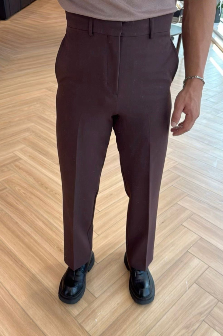 Kahverengi Palazzo Yüksek Bel Pantolon ATE-3245 - EYYO