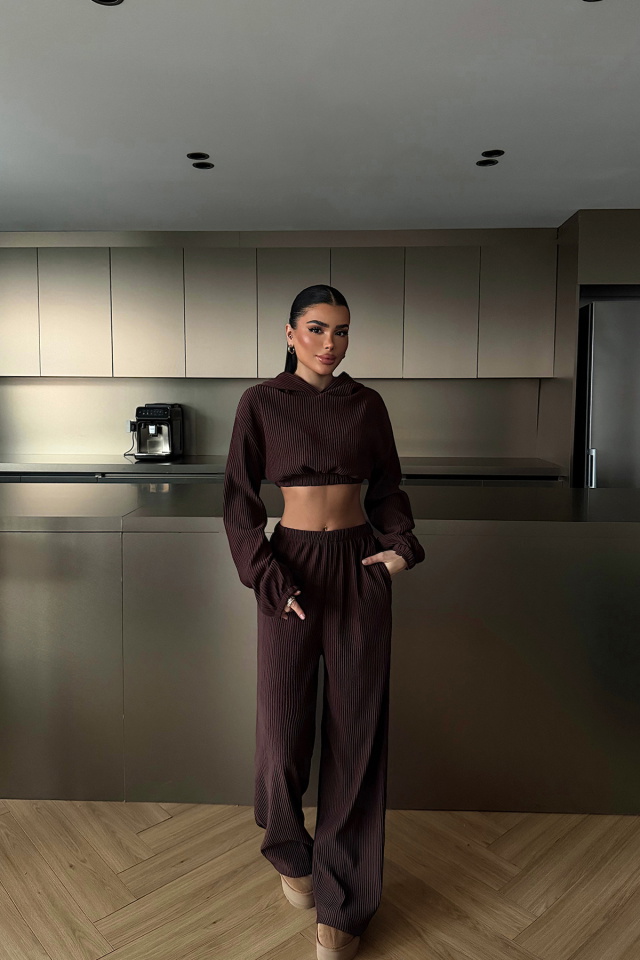 Kahverengi Dixie Kapüşonlu Alt Üst Takım ATE-2770 - 1