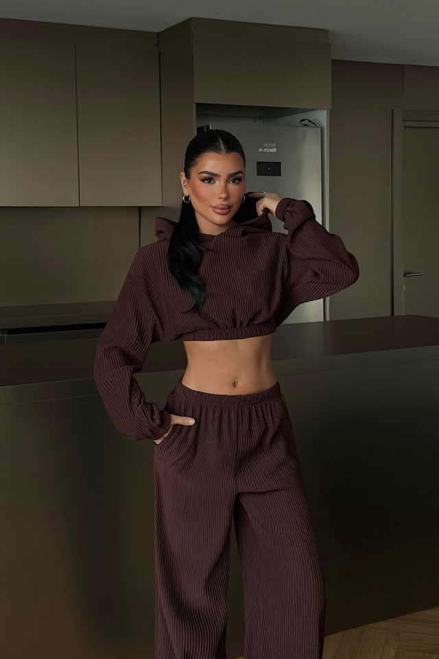 Kahverengi Dixie Kapüşonlu Alt Üst Takım ATE-2770 - 2