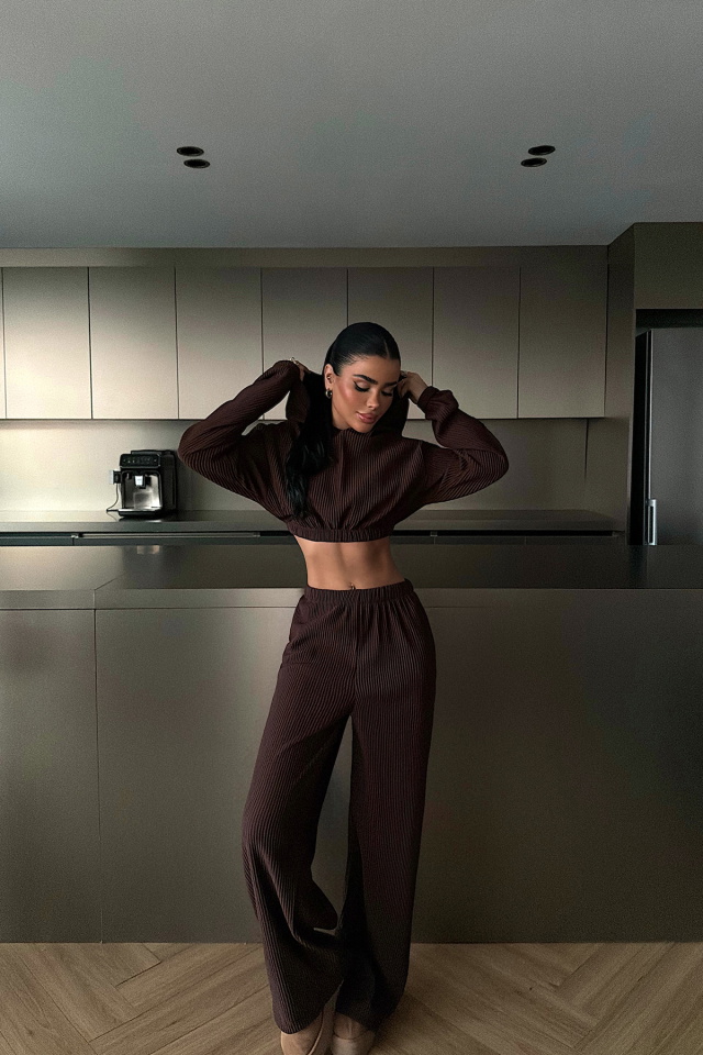 Kahverengi Dixie Kapüşonlu Alt Üst Takım ATE-2770 - 3