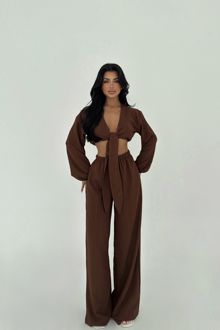 Kahverengi Adelina Bağlamalı Takım ATE-2789 - EYYO