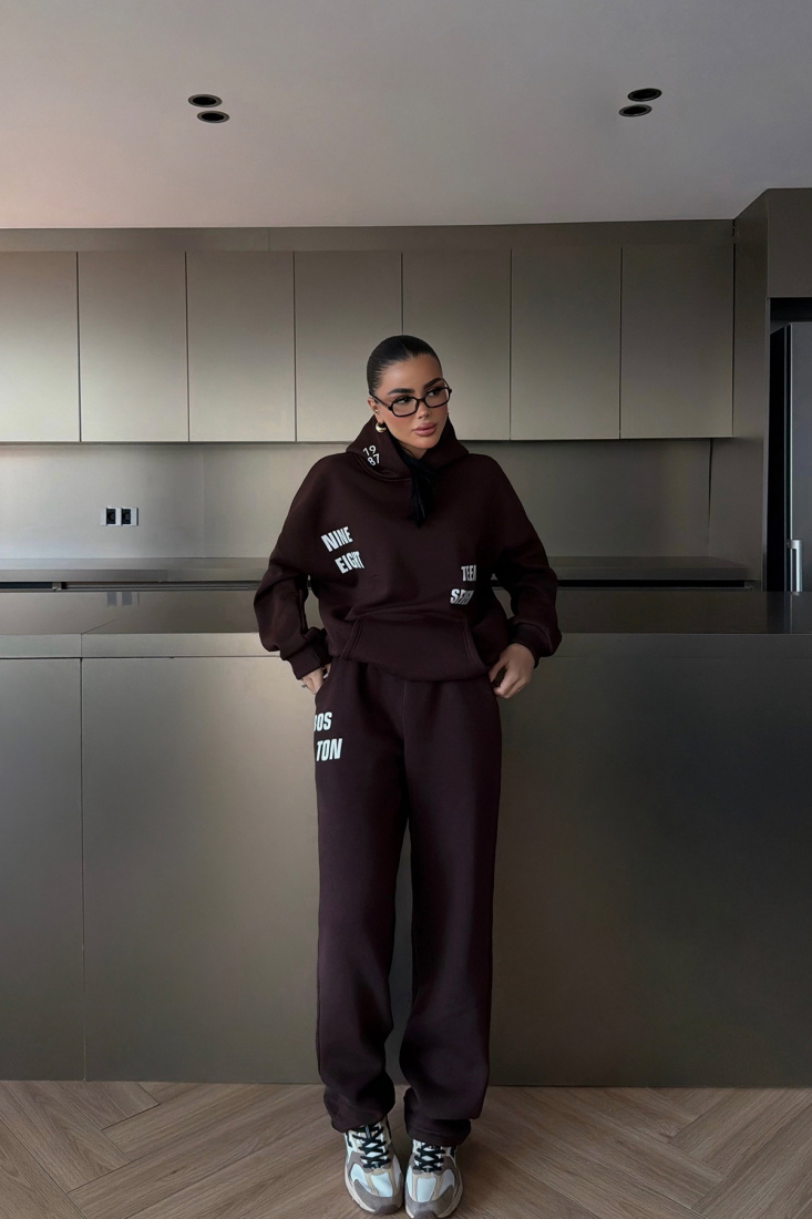 Kahverengi Darcey Eşofman Takım ATE-3714 - EYYO