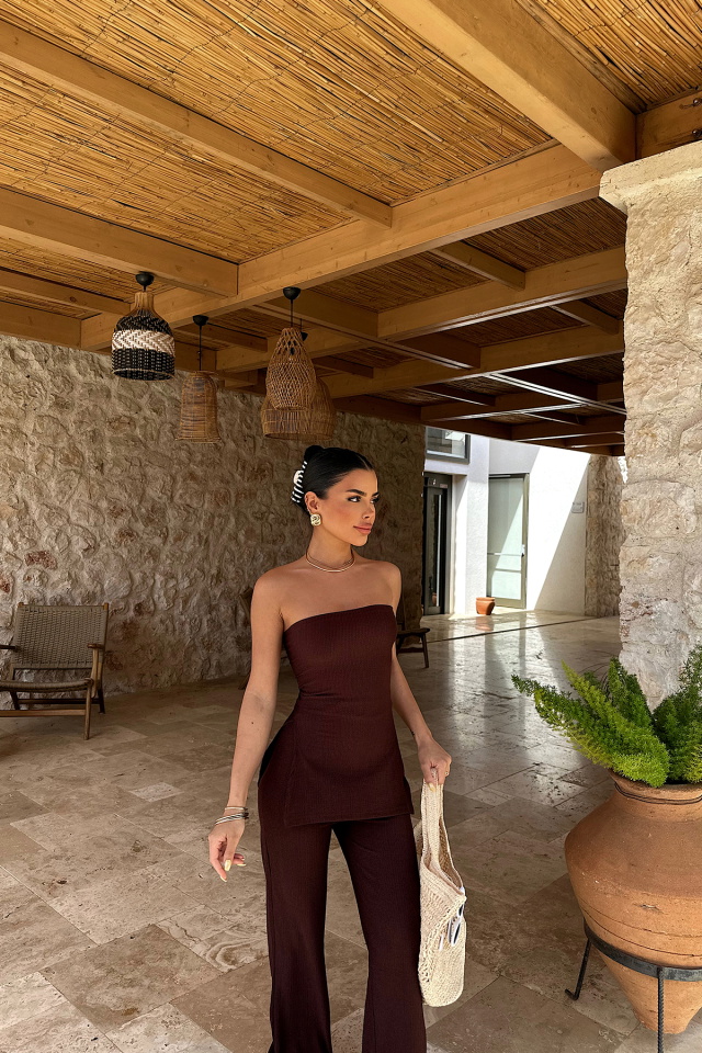 Tanisa Kahverengi Pantolonlu Takım ATE6132 - 3