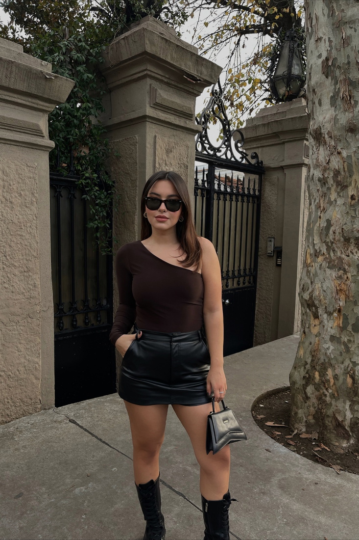 Kahverengi Tek Kol Bodysuit ATE2918 - EYYO