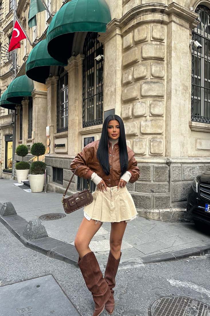 Kahverengi Topuklu Çizme ATEL8717 - EYYO