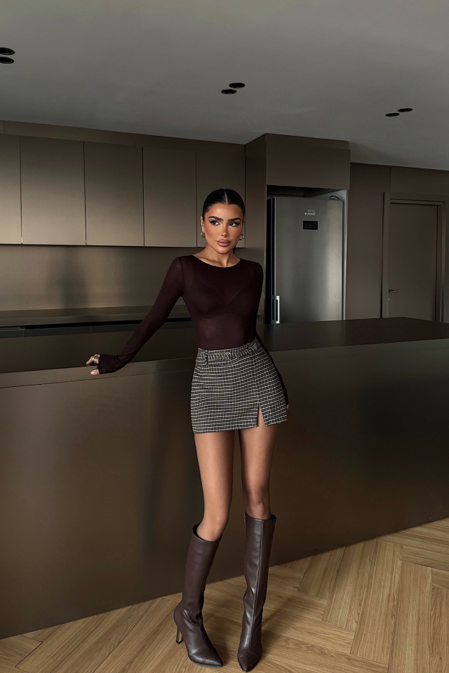 Kahverengi Intims Transparan Body ATE-4585 - 3