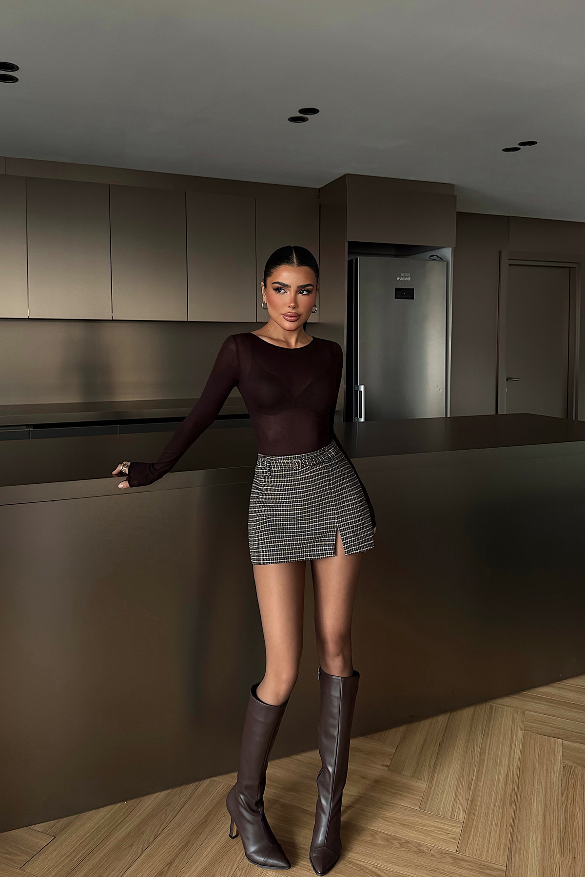 Kahverengi Intims Transparan Body - 3
