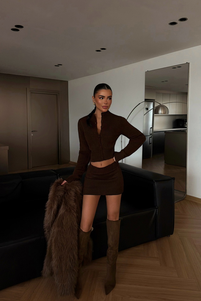 Kahverengi Adiana Triko Takım ATE-4619 