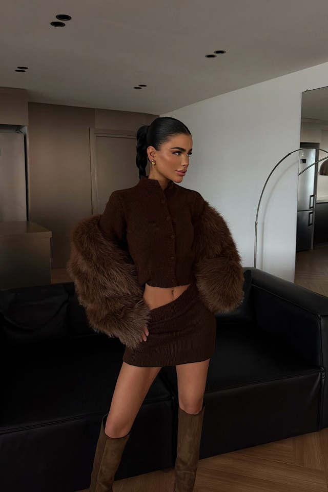 Kahverengi Adiana Triko Takım ATE-4619 - 2