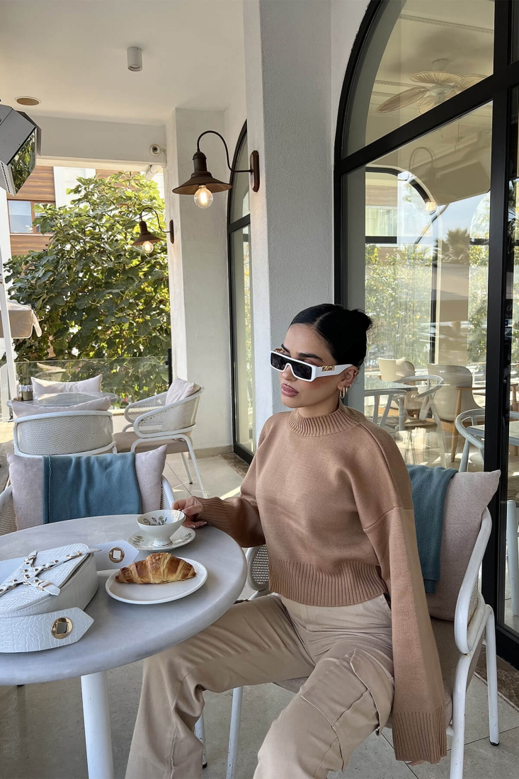 Kahverengi Triko Kazak ATE2802 - EYYO