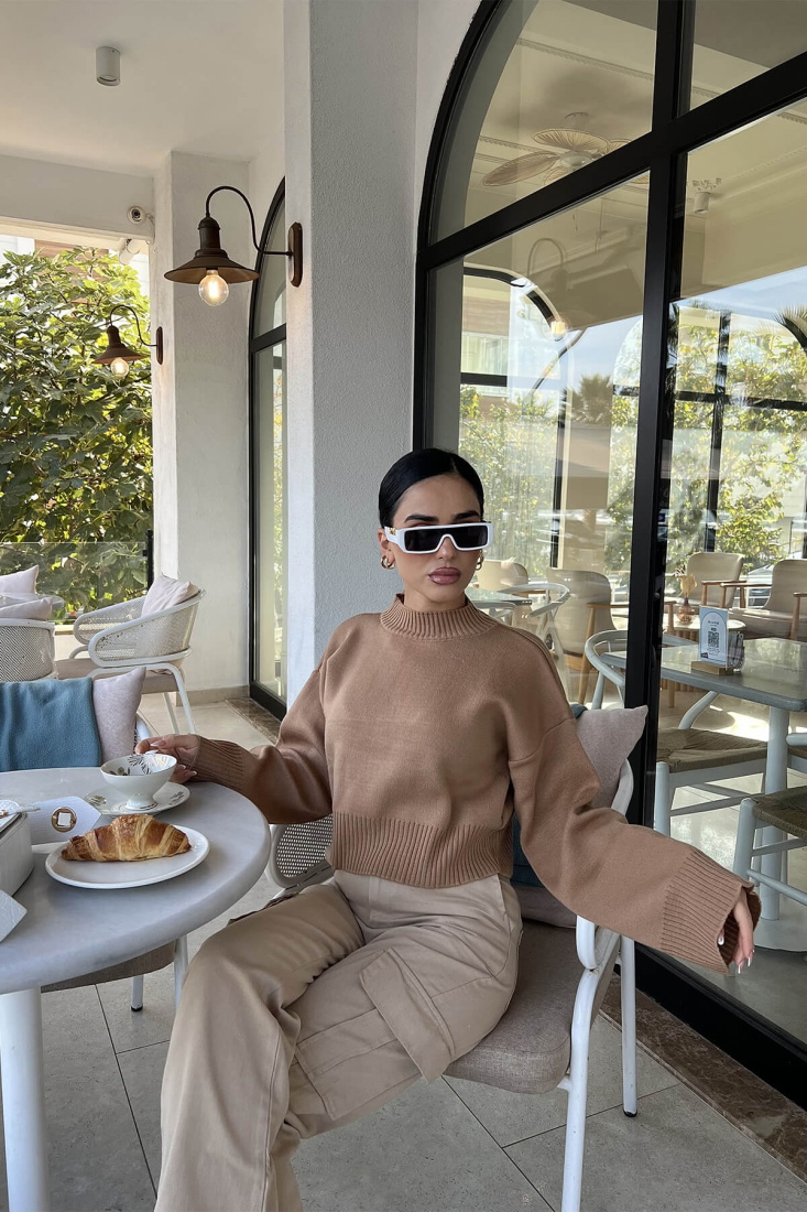 Kahverengi Triko Kazak ATE2802 - EYYO