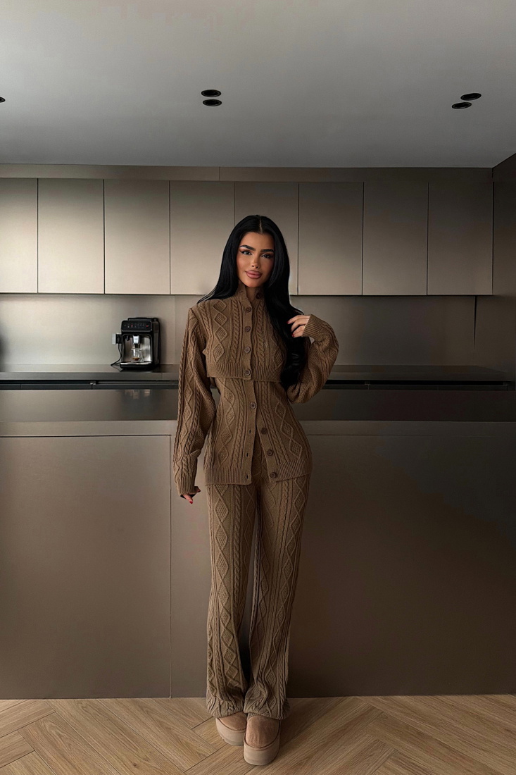 Kahverengi Mangan Triko Takım ATE-4406 - EYYO