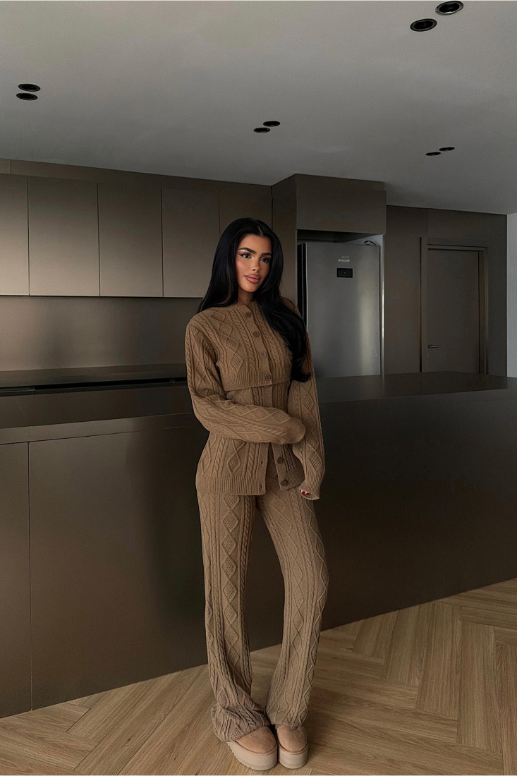 Kahverengi Mangan Triko Takım ATE-4406 - EYYO