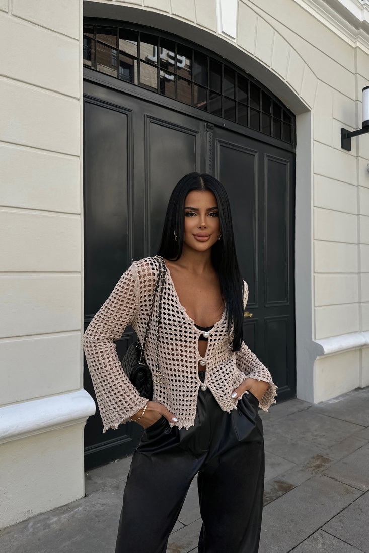 Kahverengi Triko Uzun Kol Bluz ATE8158 - EYYO