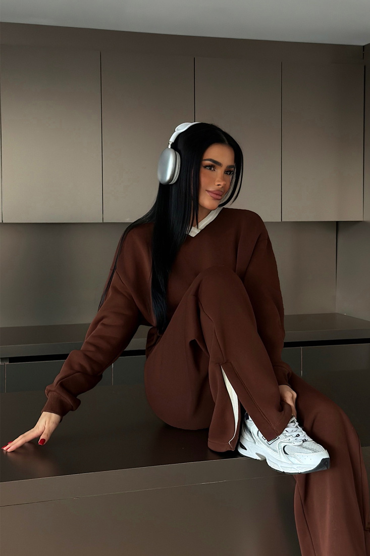 Kahverengi Kassel Eşofman Takımı ATE-4280 - EYYO