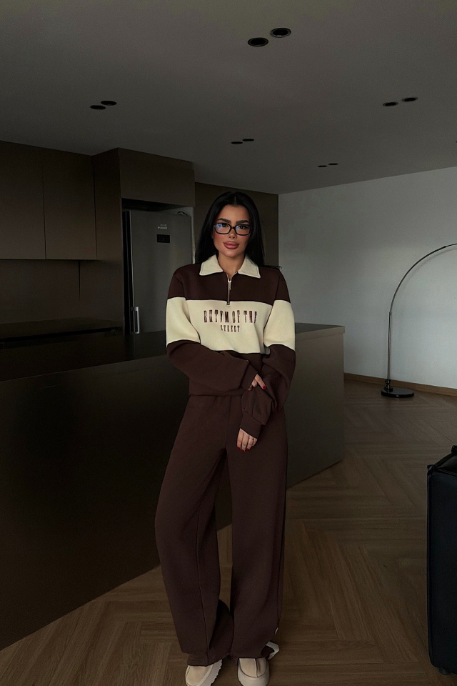 Kahverengi Svanny Eşofman Takımı ATE-4322 - 3