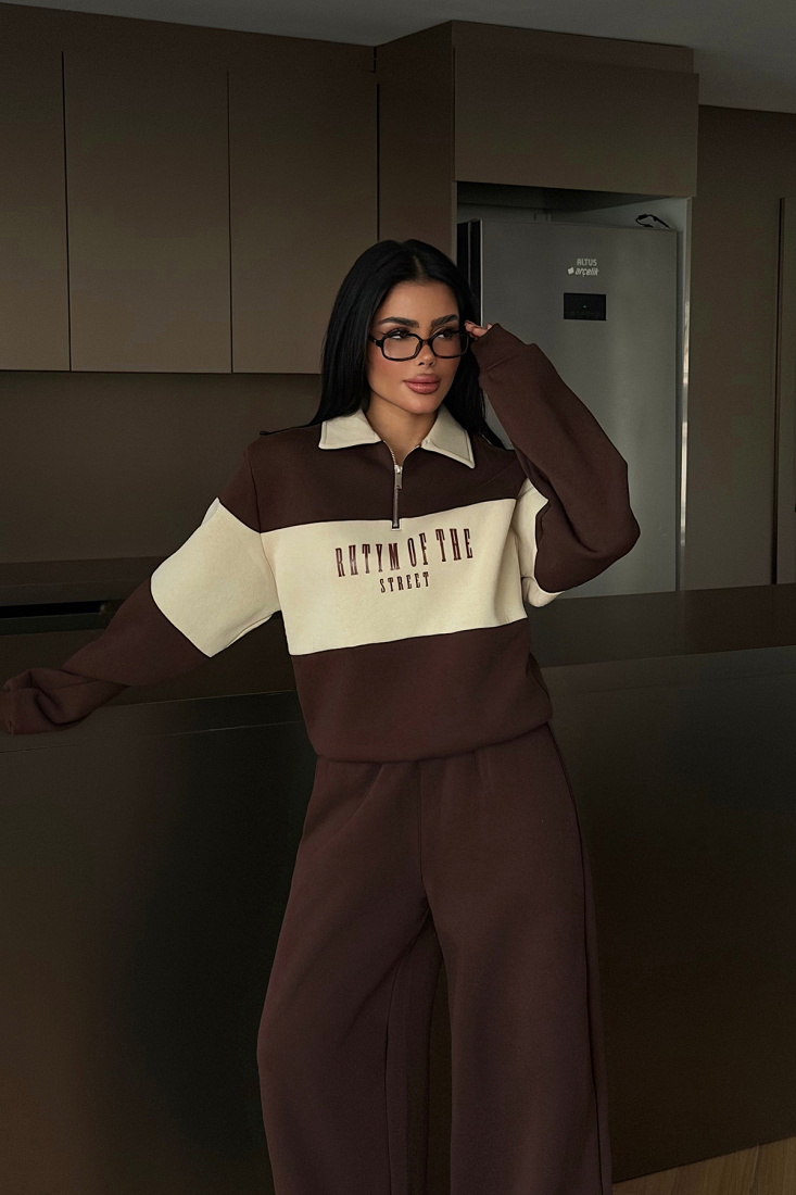 Kahverengi Svanny Eşofman Takımı ATE-4322 - EYYO