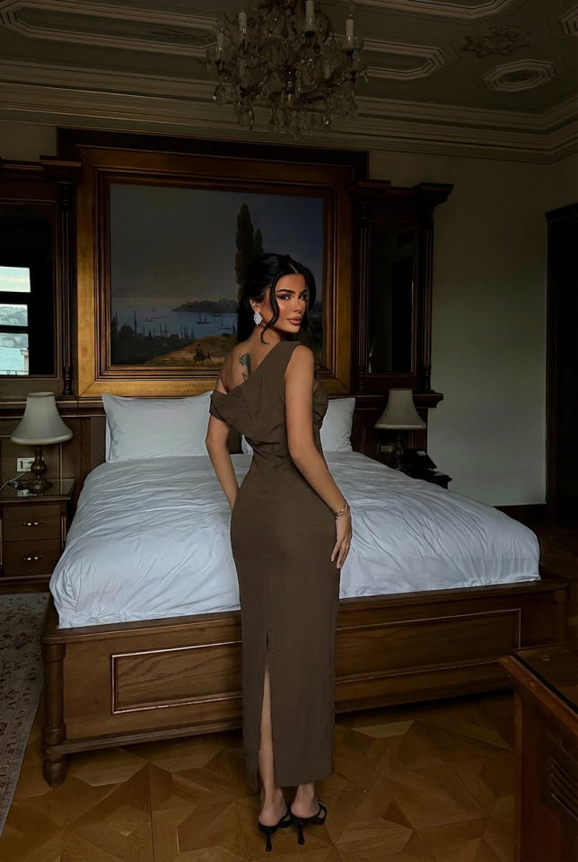 Kahverengi Clea Uzun Elbise ATE-2691 - 2