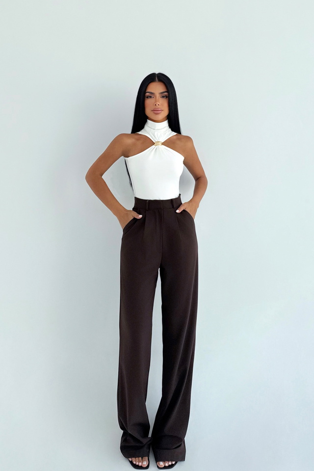 Kahverengi Sorine Yüksel Bel Pantolon ATE-2992 