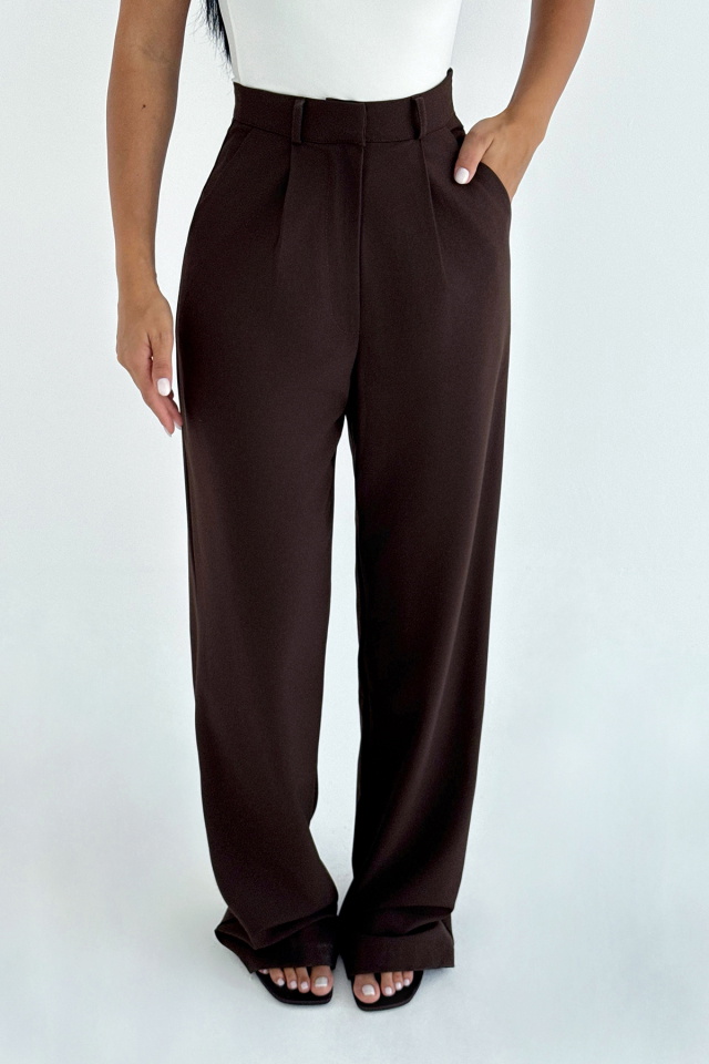 Kahverengi Sorine Yüksel Bel Pantolon ATE-2992 - 2