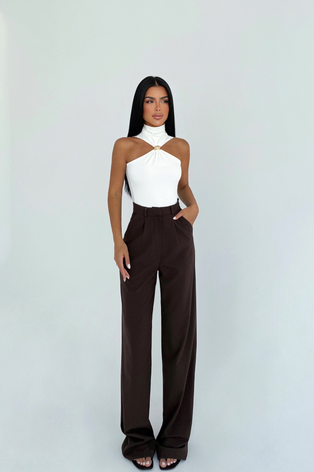 Kahverengi Sorine Yüksel Bel Pantolon ATE-2992 - 3