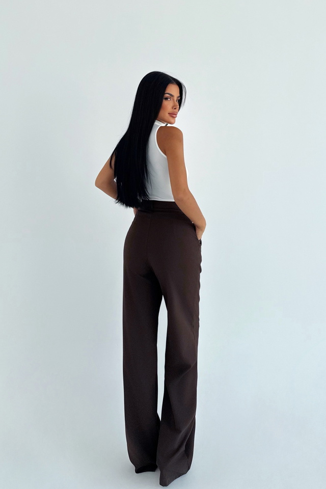 Kahverengi Sorine Yüksel Bel Pantolon ATE-2992 - 4