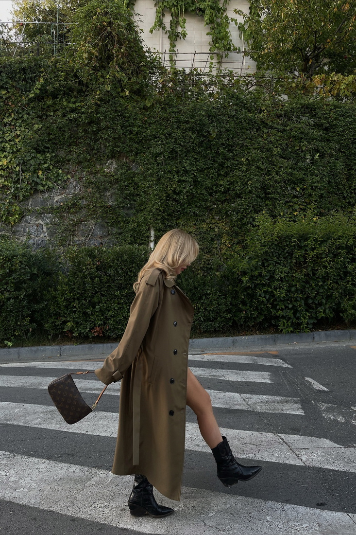 Khaki Belted Sleeve Trenchcoat ATE1740 - EYYO TOPTAN