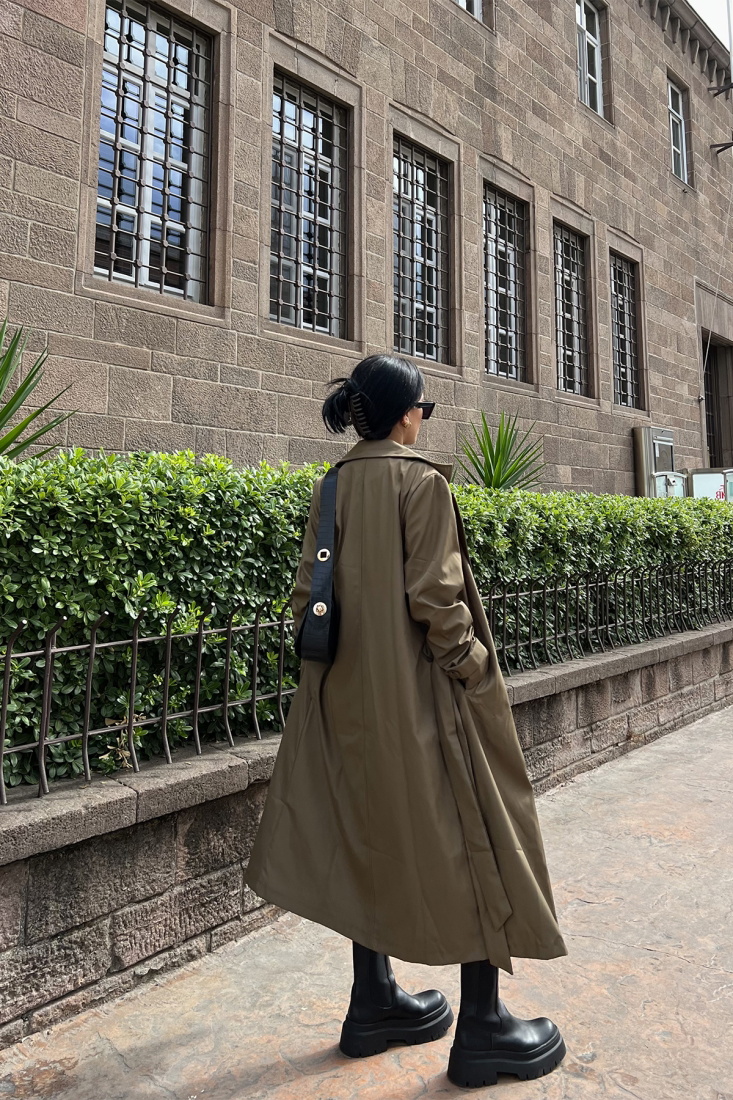 Khaki Buttoned Trenchcoat ATE2063 - EYYO TOPTAN