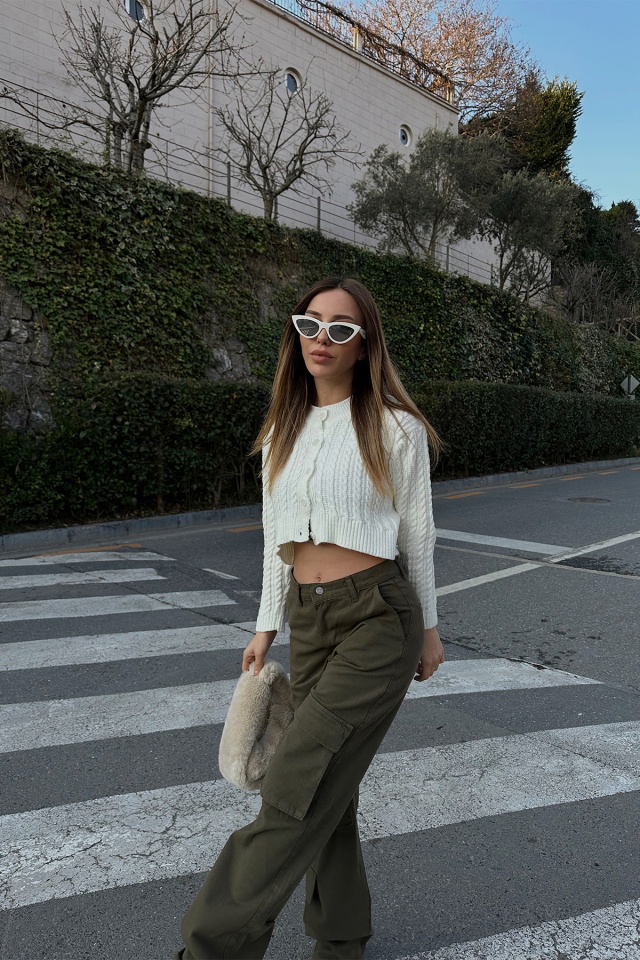 Khaki Cargo Pocket Pants ATE4329 - 3