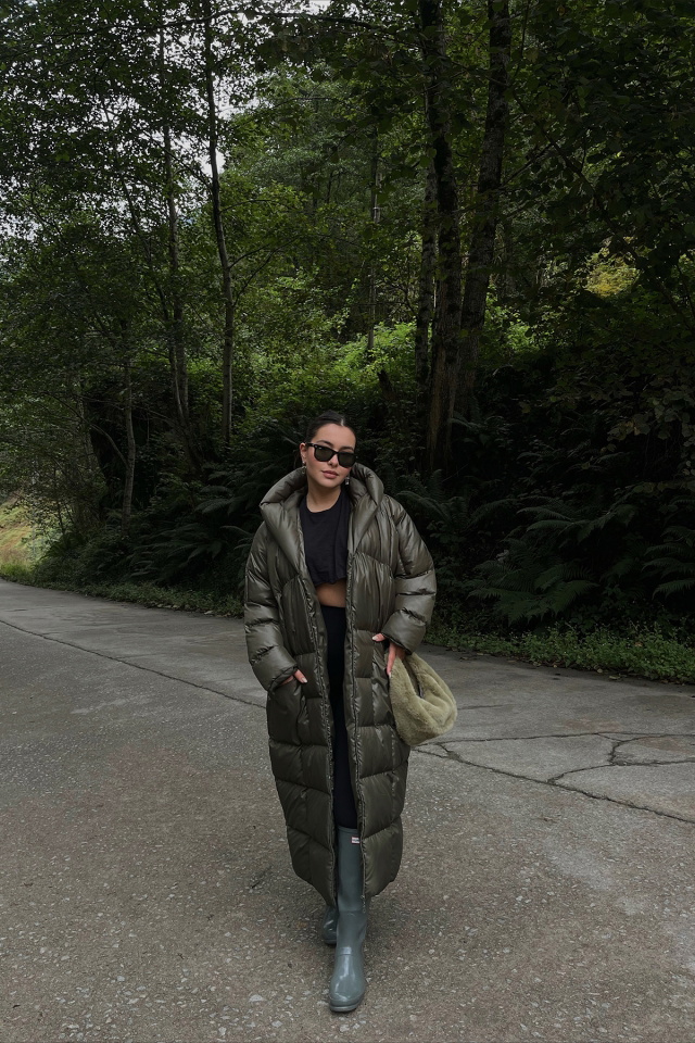 Khaki Long Puffer Coat ATE2110 - 1