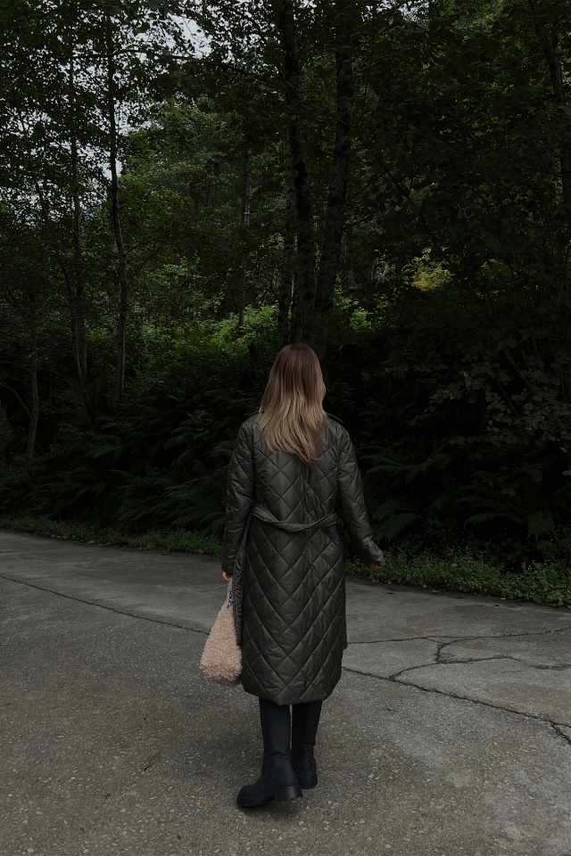 Khaki Quilted Long Coat ATE2085 - 4