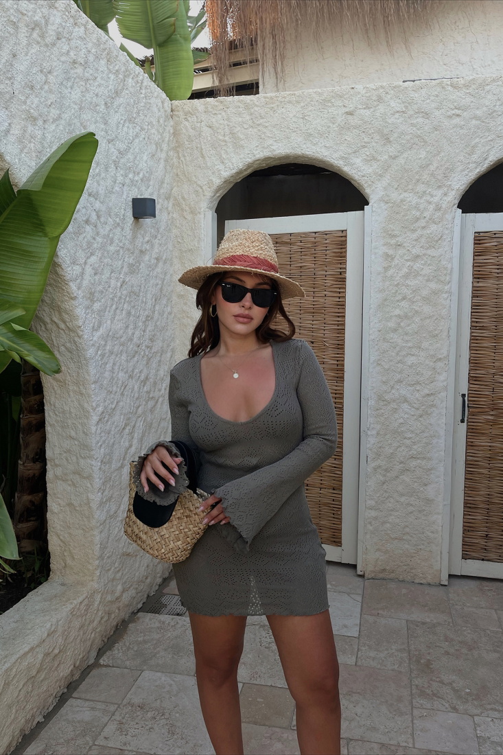 Khaki Tulle Mini Dress ATE1764 - THE END CAKE