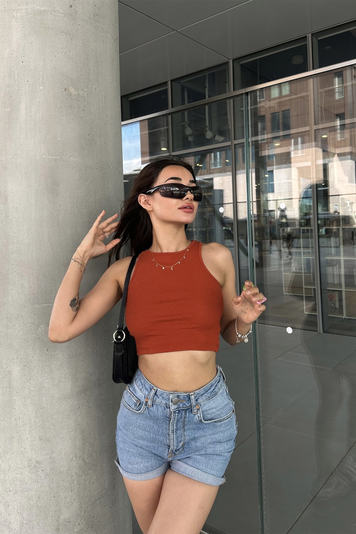 Kiremit Basic Crop Top ATE7298 - EYYO