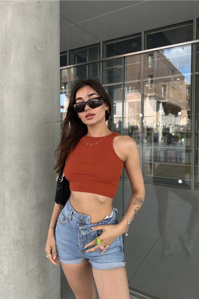 Kiremit Basic Crop Top ATE7298 - 5