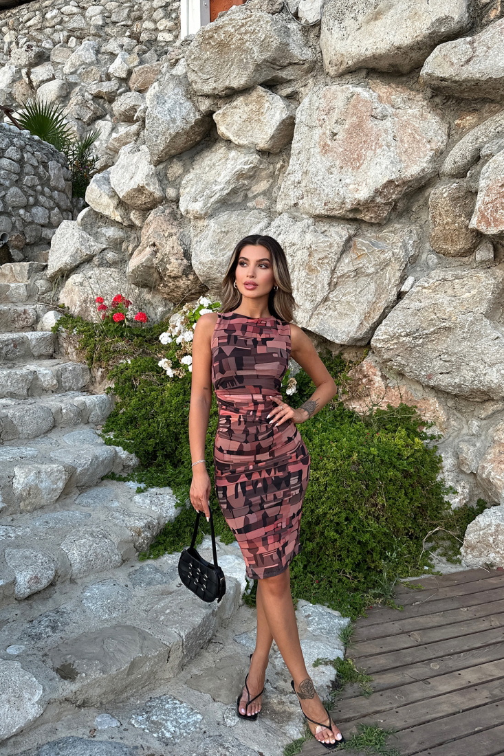 Kiremit Midi Elbise ATE7204 - EYYO